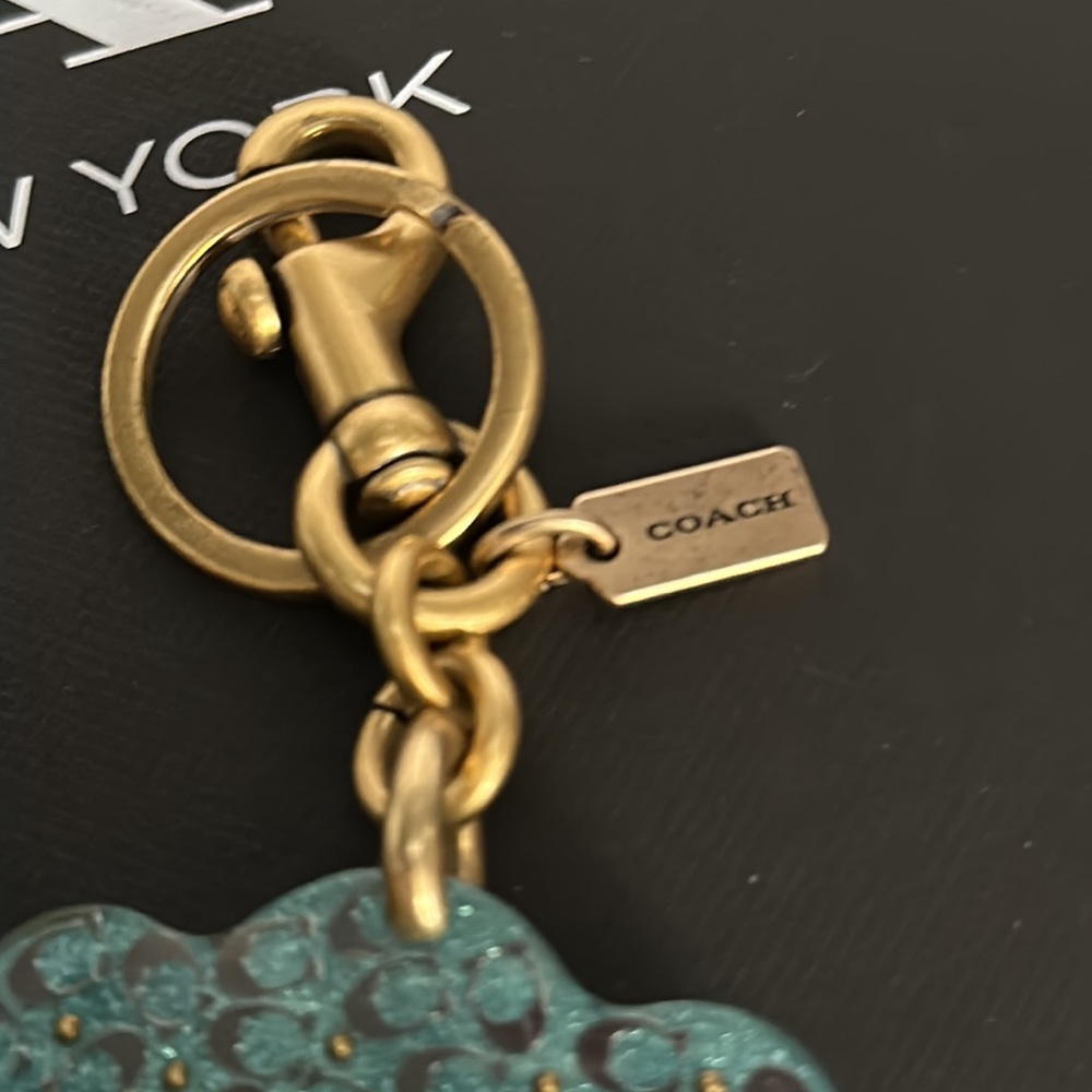 Coach Resin Glitter Cloud Lightning Bolt Keychain Key Fob Bag Charm Signature - Picture 12 of 14